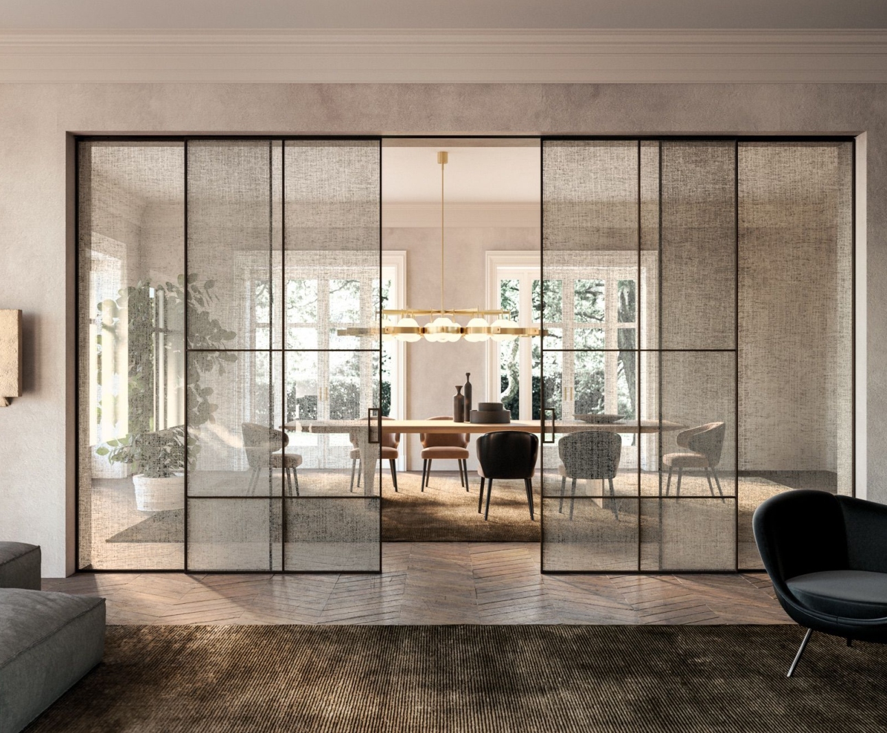 Modern kitchen with seamless profile shutters